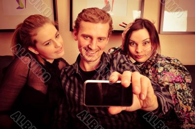 Happy students group demonstrating relaxation and friendship