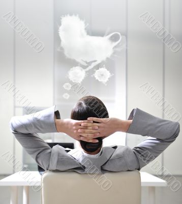 Closeup portrait of cute young business woman from behind