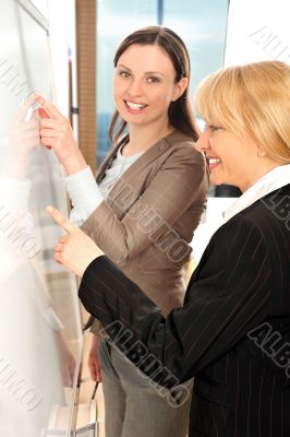 Closeup portrait of two young women 