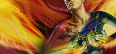 Silhouette of young attractive woman 