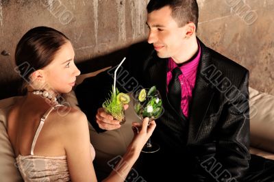 Fashion style photo of an attractive young couple 