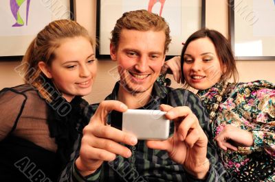 Happy students group demonstrating relaxation and friendship