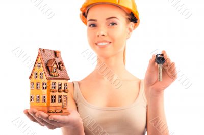 Photo of happy woman construction engineer