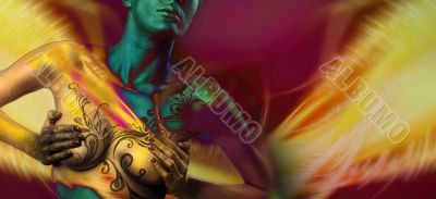 Silhouette of young attractive woman 