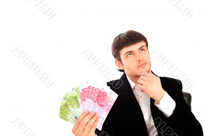 Portrait of young business man isolated on white background