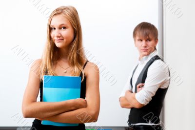 Portrait of college students making presentation of their projec