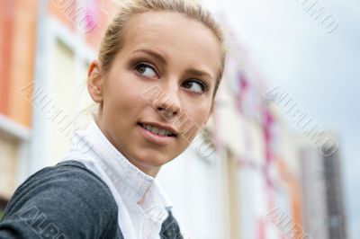 Portrait of a beautiful young lady smiling