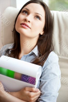 Closeup portrait of cute young business woman smiling