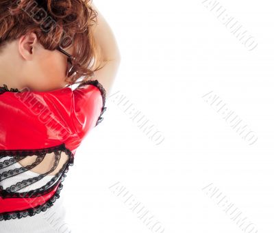 Closeup portrait of young beautiful woman wearing provocative se