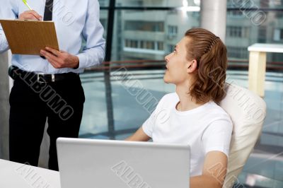 Two business men working at office