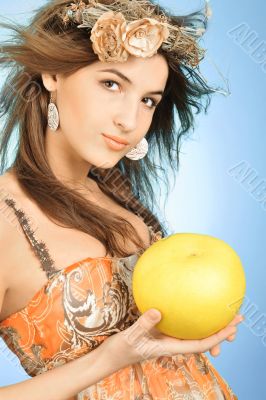 Closeup fashion portrait of pretty young woman 