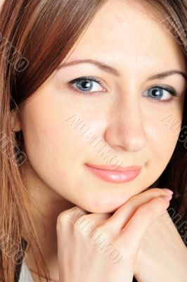 Closeup portrait of young pretty glamorous girl 