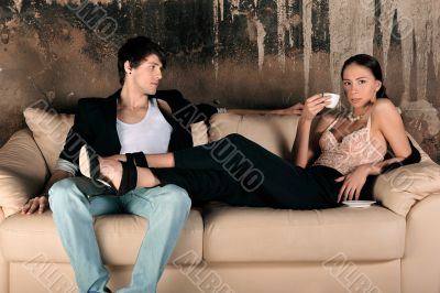 Fashion style photo of an attractive young couple