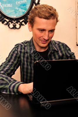 Closeup portrait of young cheerful entrepreneur