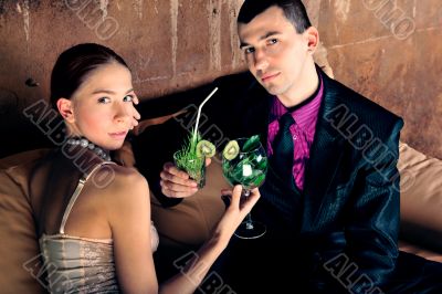 Fashion style photo of an attractive young couple 
