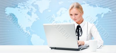 Portrait of happy young business woman 