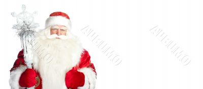A traditional Christmas Santa Clause with staff isolated on whit