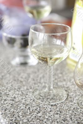 glass of white wine at a restaurant