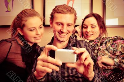 Happy students group demonstrating relaxation and friendship