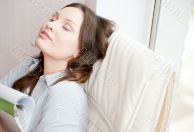 Closeup portrait of cute young business woman smiling