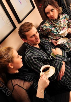 Happy students group demonstrating relaxation and friendship