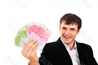 Portrait of young business man isolated on white background
