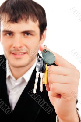 Portrait of young business man isolated on white background