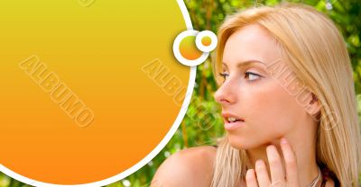 Face of the young beautiful sexy woman outdoors