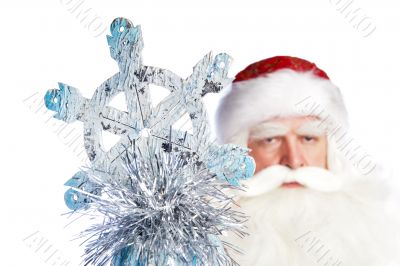 A traditional Christmas Santa Clause with staff isolated on whit