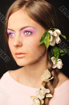 Pretty woman with long straight brown hair