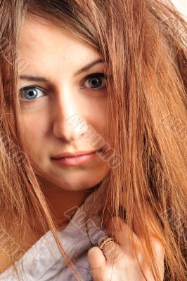 Closeup portrait of young pretty glamorous girl 