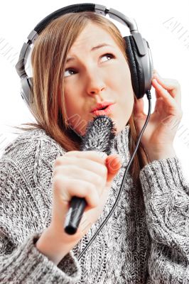 Closeup portrait of young pretty woman