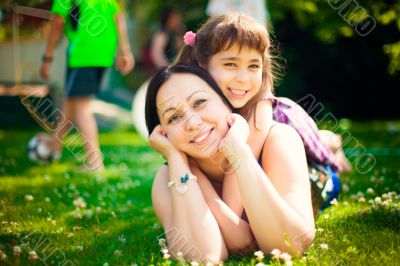 Artistic lifestyle photo happy family: adult woman and her daugh
