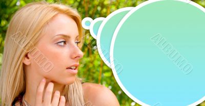 Face of the young beautiful sexy woman outdoors