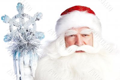 A traditional Christmas Santa Clause with staff isolated on whit
