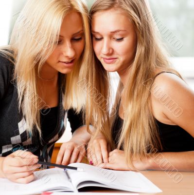 Portrait of a young group of students paying attention in class.