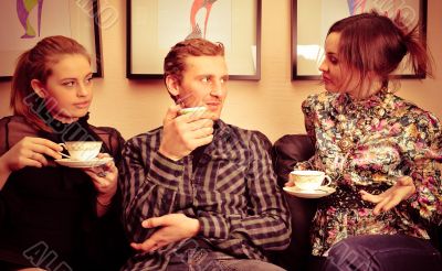 Happy students group demonstrating relaxation and friendship