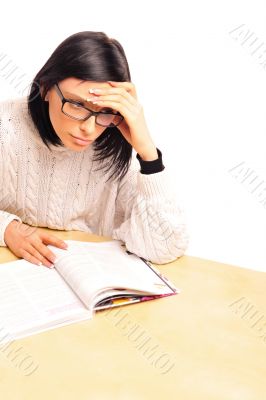 Closeup portrait of a young woman  sitting at her workplace near