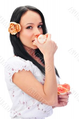 Close-up portrait of sexy caucasian young woman 