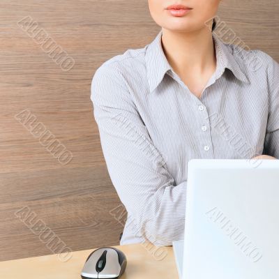 Portrait of a beautiful young businesswoman working  on the comp