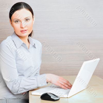 Portrait of a beautiful young businesswoman on the computer view