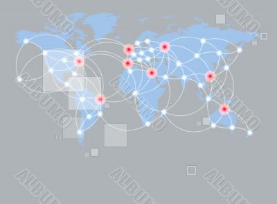 Global networking symbol of international comunication featuring