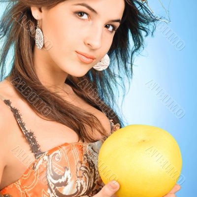 Closeup fashion portrait of pretty young woman 