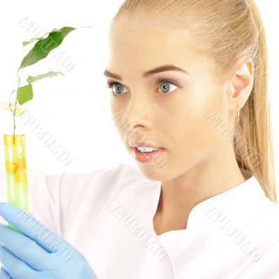 Smiling medical doctor woman. Isolated over white background