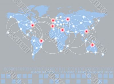 Global networking symbol of international comunication featuring