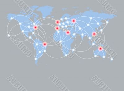 Global networking symbol of international comunication featuring