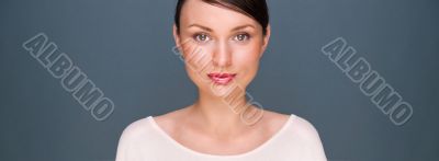 Young elegant black hair woman beauty portrait , studio shot aga