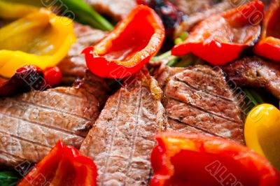 BBQ Meat with Vegetables and Greens