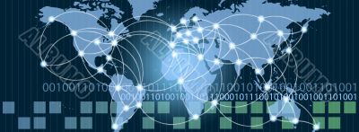 World map with hot points of connections network and servers loc World map with hot points of connections network and servers loc