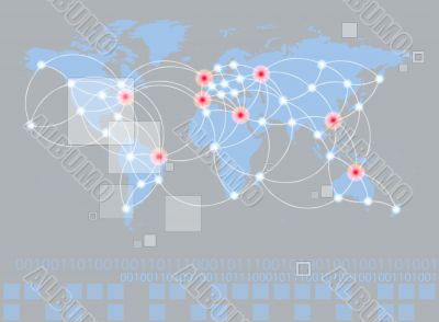 Global networking symbol of international comunication featuring